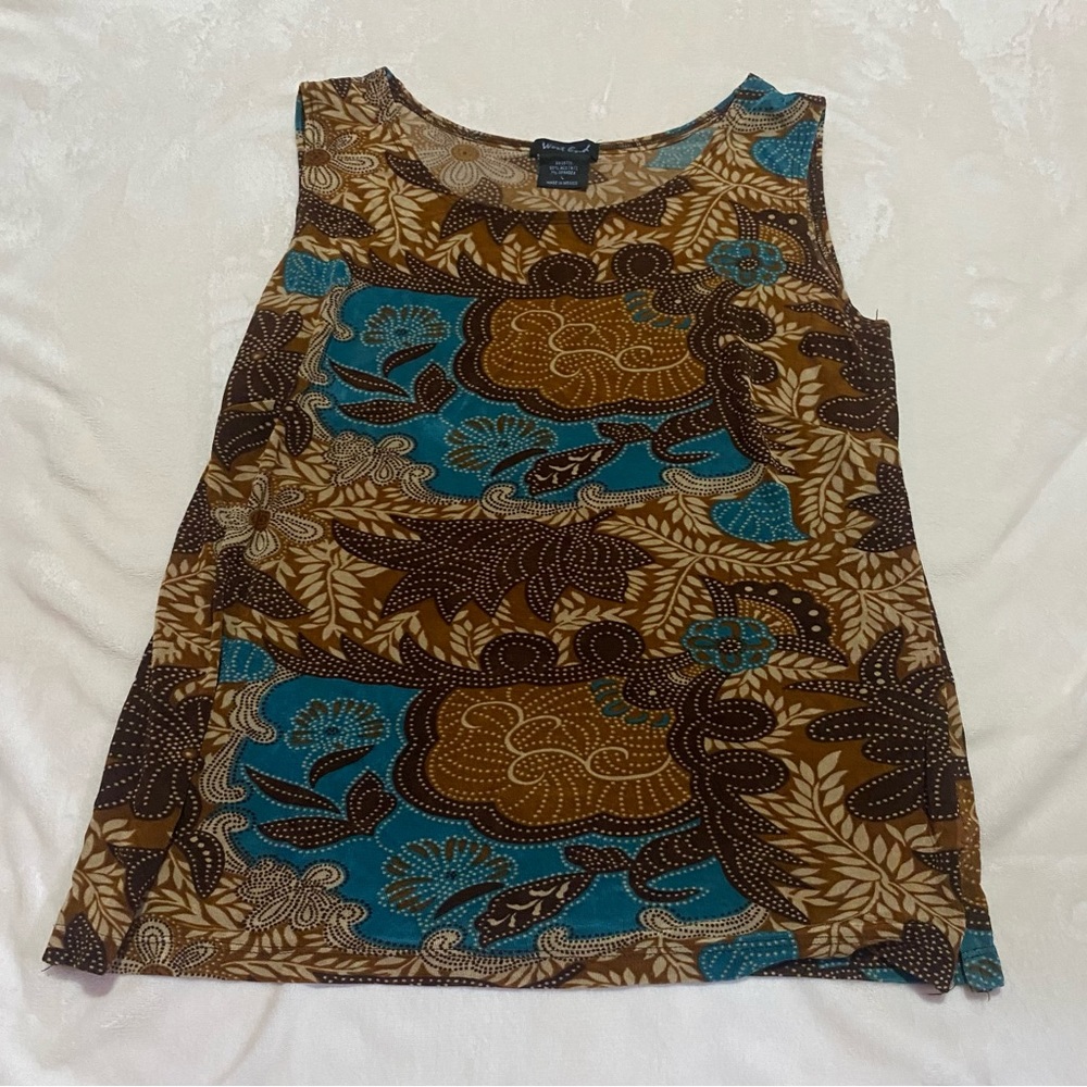 West End blue and brown detailed tank top